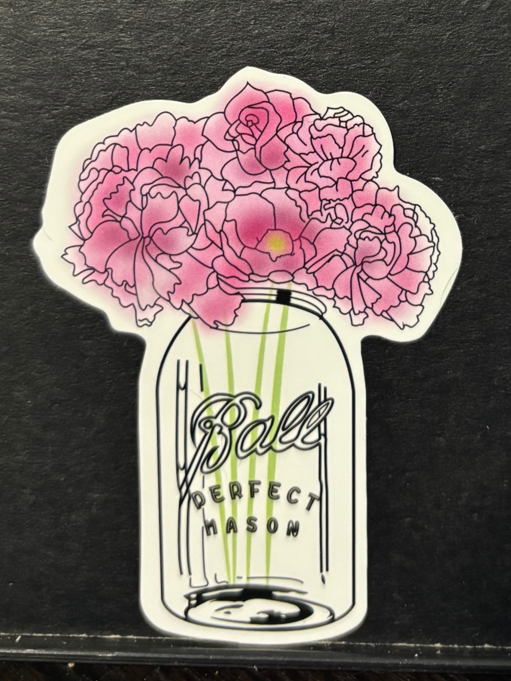 Mason Jar of Pink Flowers Sticker